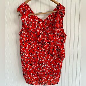 Bright Red Patterned Tank Top Size Large